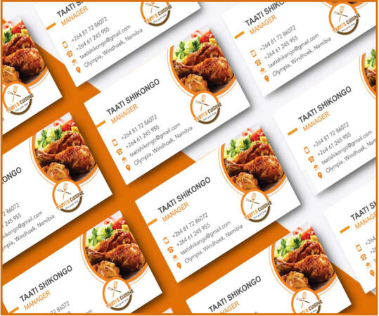 Business card design and printing for Taati's Cuisine